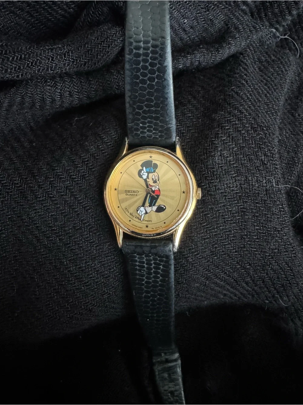 Mickey Mouse Watch with Black Strap and Character Motif